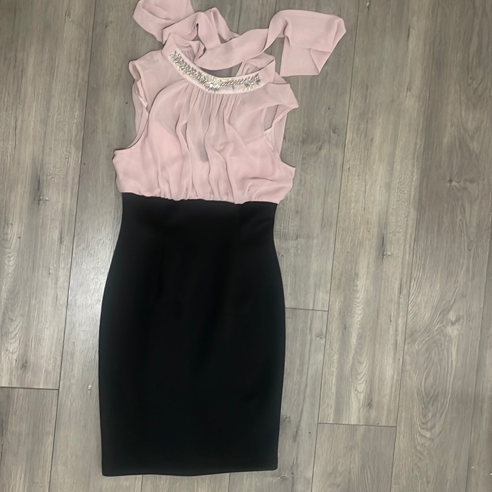 S.L. Fashions Sleeveless Pencil Dress Pink and Black Size 8